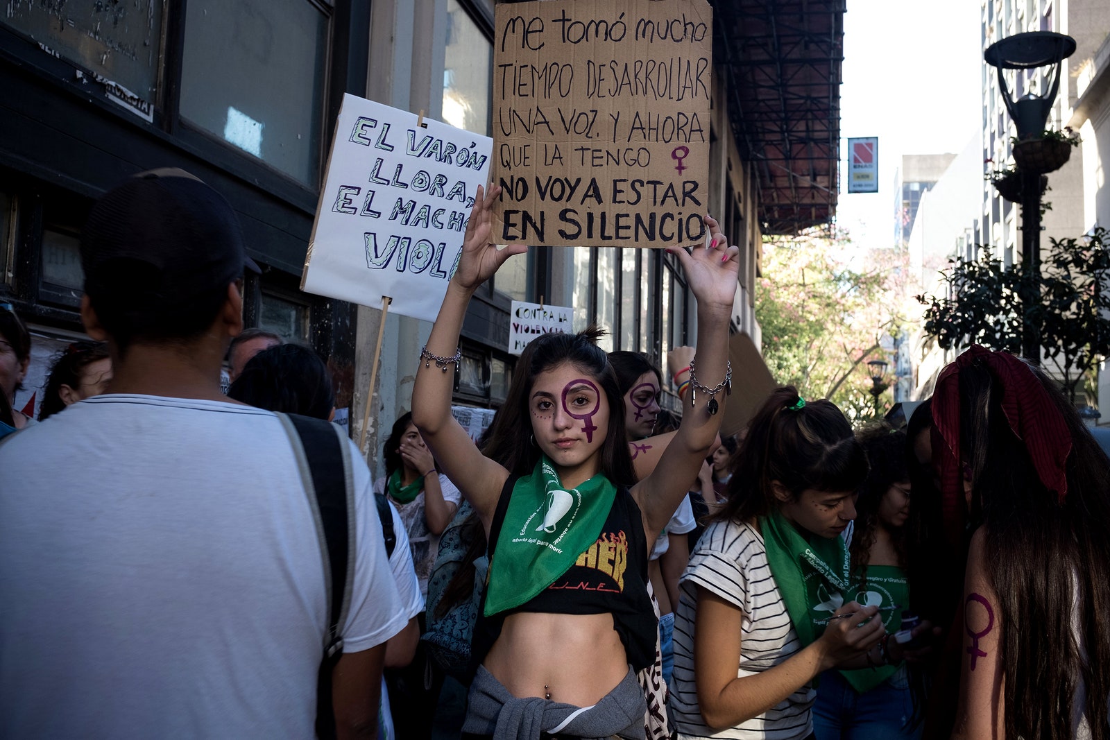 Protesta en el día internacional de la mujer en Buenos Aires Argentina. 8 de marzo 2018