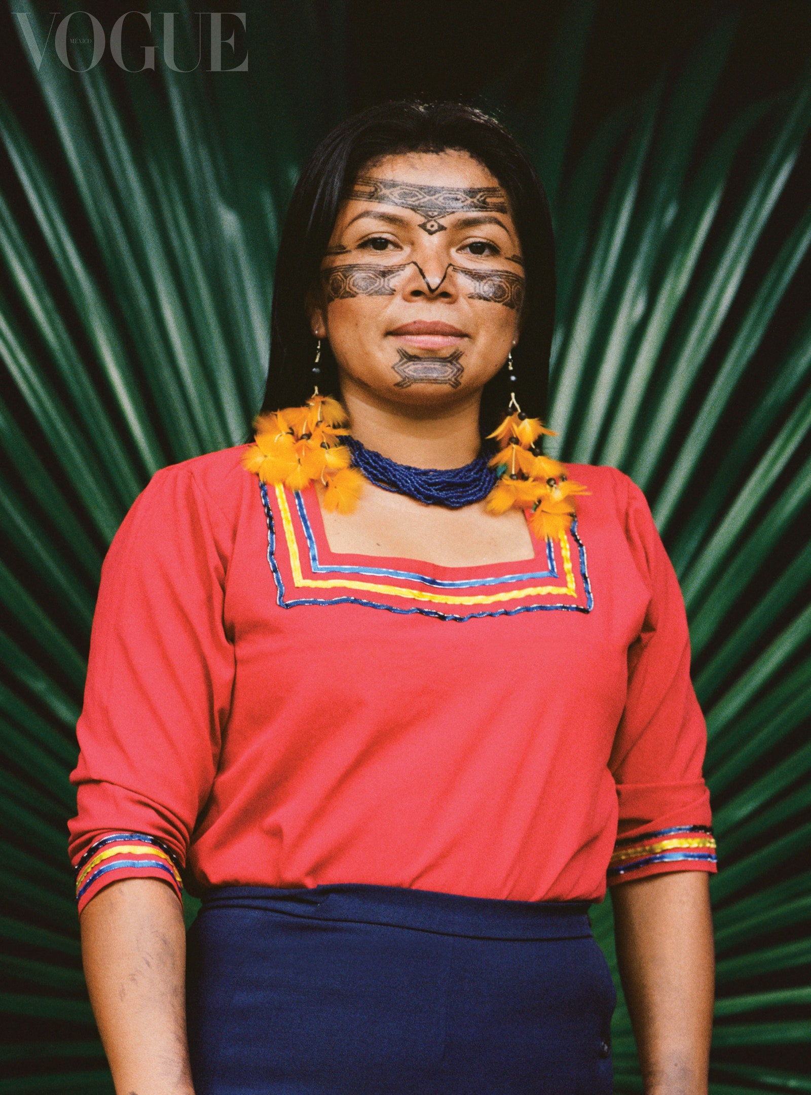 Maricela Gualinga vicepresidenta del Pueblo Sarayaku. ‘El arte en el rostro de las mujeres Kichwa de Sarayaku son...