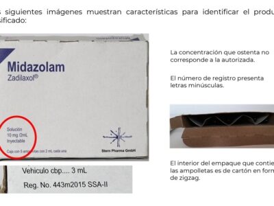Emite COFEPRIS Alerta Sanitaria sobre la falsificación del producto Zadilaxol (midazolam)